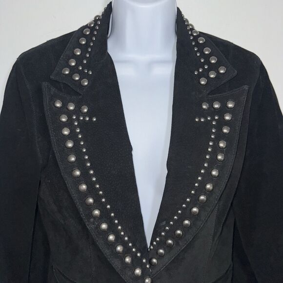 Frontier USA Phoenix Collection Black Suede Studded Western Jacket Women Small - Picture 3 of 11